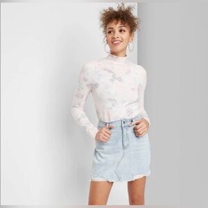 NEW Wild Fable High Rise Distressed Stretch Denim Jean Mini Skirt